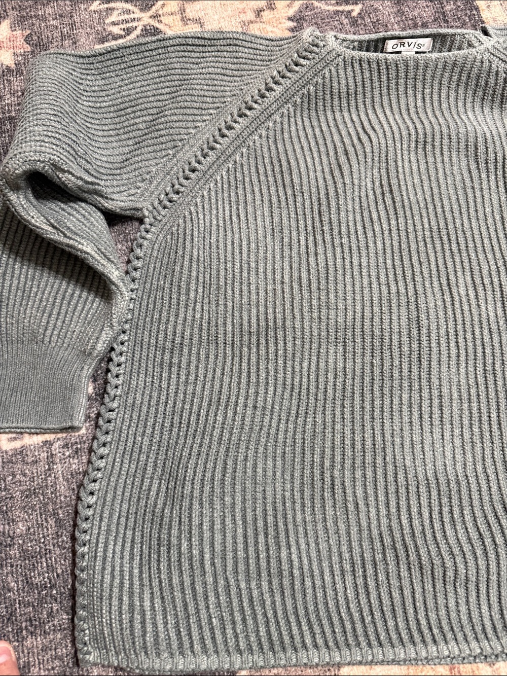 Orvis Ribbed Crewneck Sweater — Sage Green - Picture 2 of 7